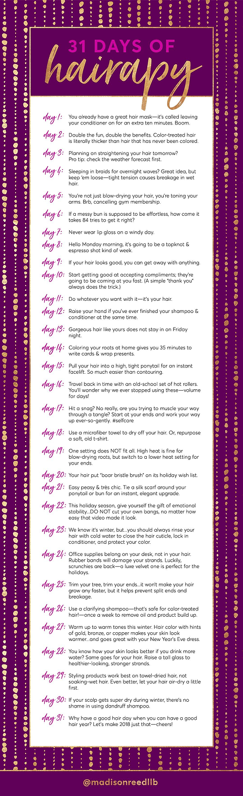 31 days of #Hairapy chart