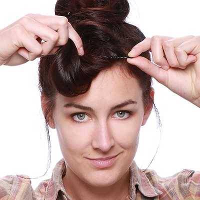 unclip half-moon sections at the front and brush forward