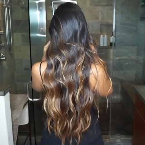 dark hair with highlights