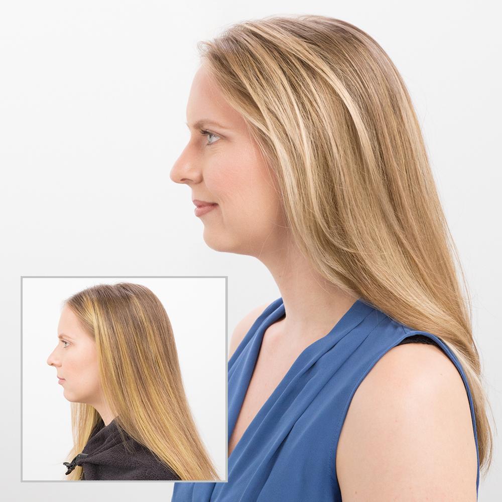 Light Works Toner Sorrento - Cool Vanilla before after image on blonde hair