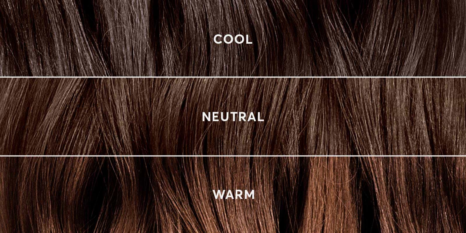 Hair color chart showing warm, cool, and neutral tones