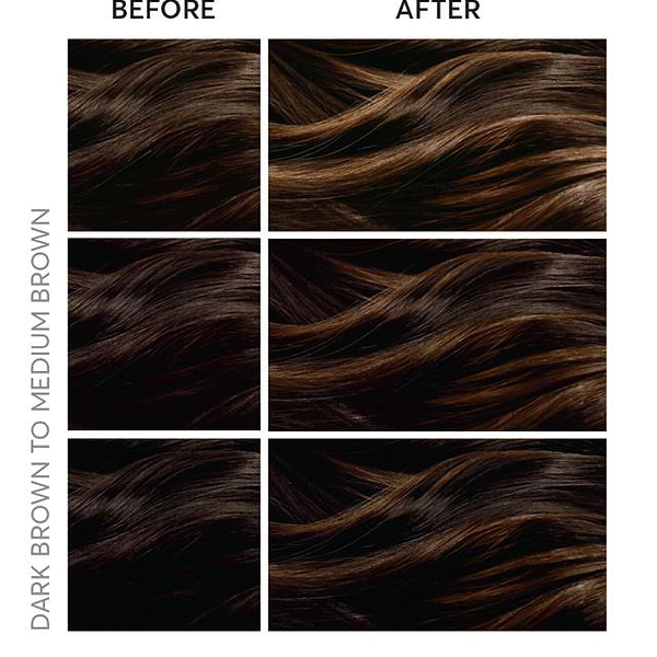 Dark brown hair to medium brown hair with balayage highlights