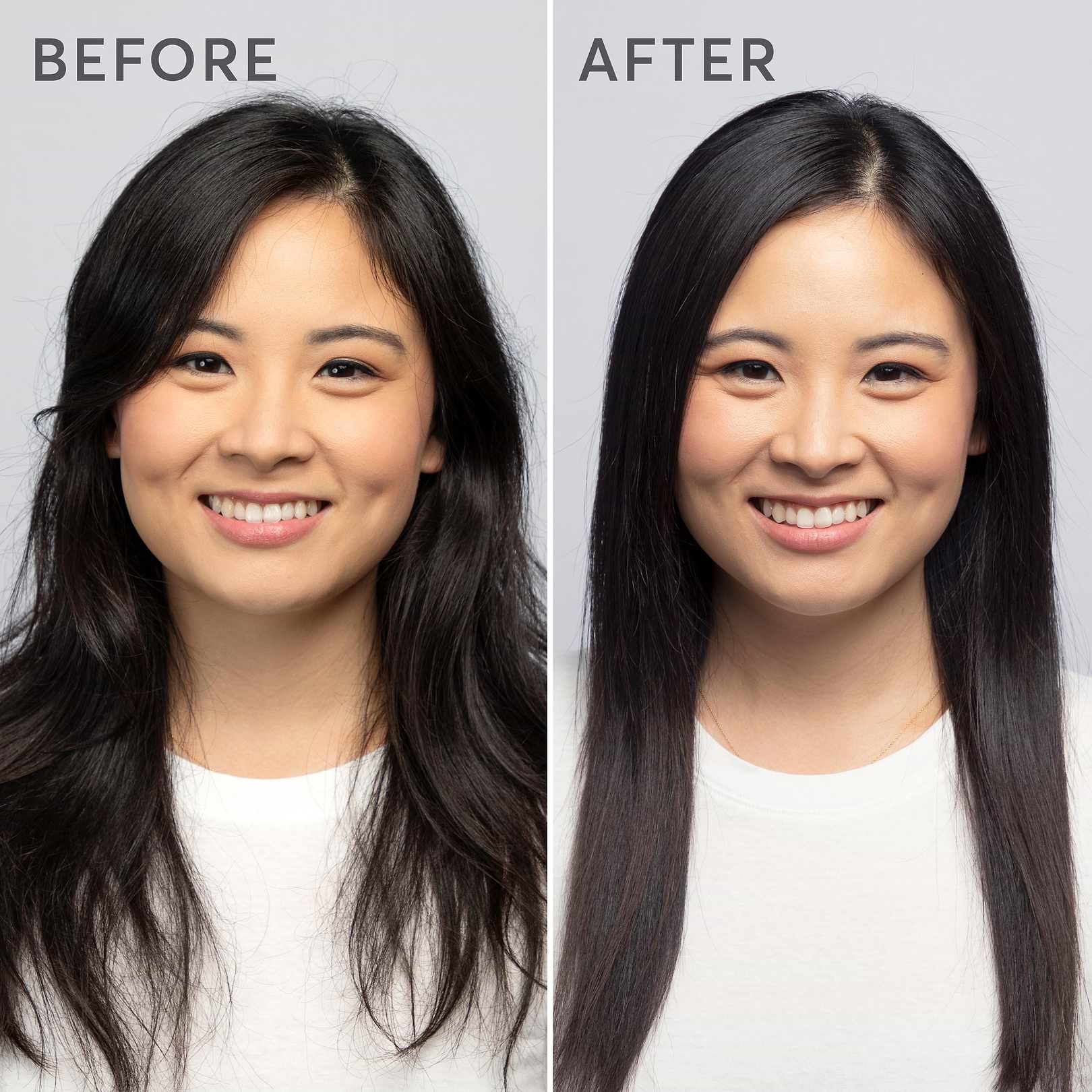 before and after using olive oil product on hair