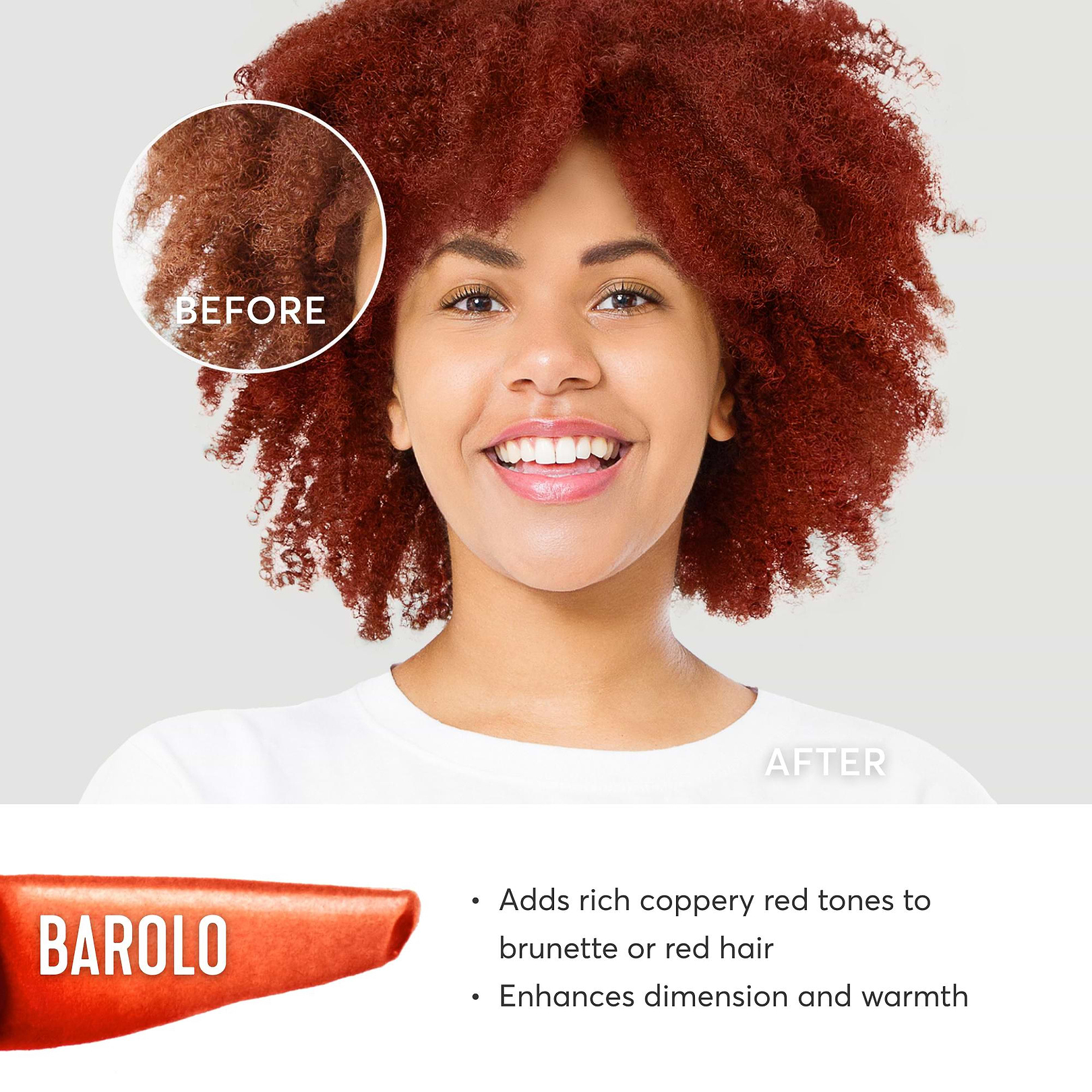 Barolo adds rich coppery red tones to brunette or red hair