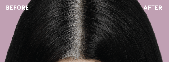 before and after root touch up on black hair