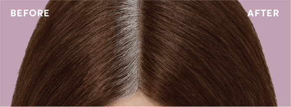 gray roots before and after root touch up on golden brown hair