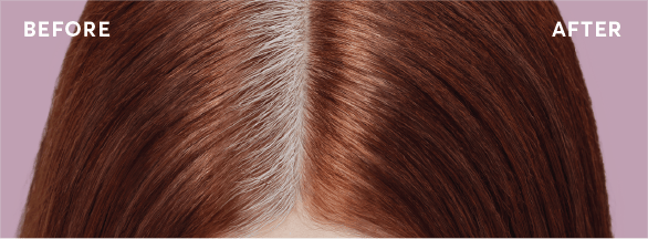 gray roots before and after root touch up on red hair