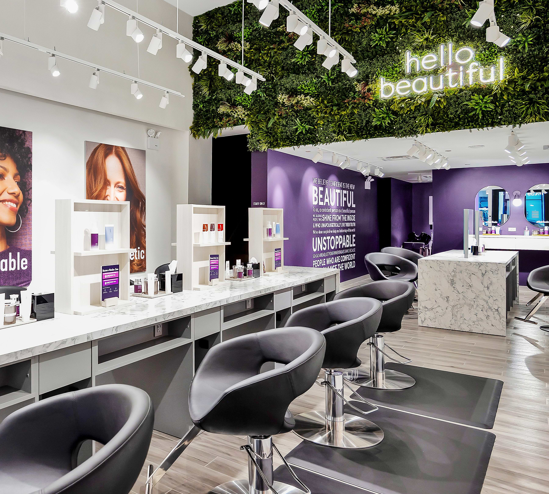 Madison Reed Hair Color Bar Salon Chairs and sinks