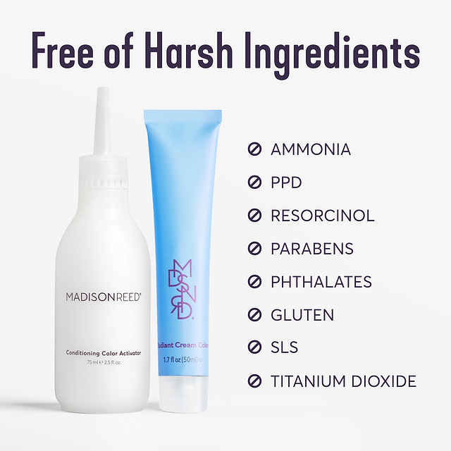 Free of Harsh Ingredients No Ammonia No PPD No Resorcinol