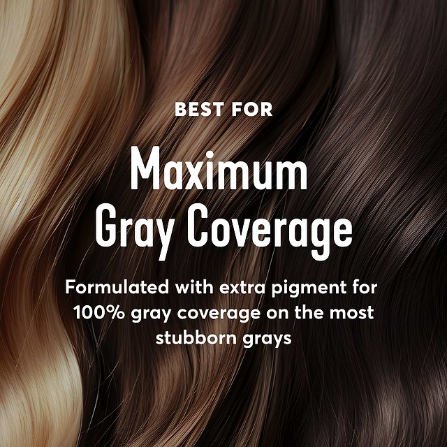 Best for Maximum Gray Coverage. Formulated with extra pigment for 100% gray coverage on the most stubborn grays.