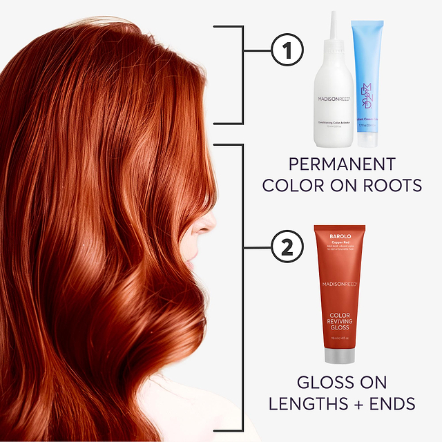 Permanent Hair color on roots and Barolo Gloss on lengths and ends