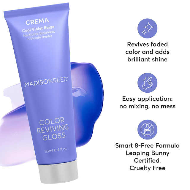 Crema Gloss revives faded color, adds brilliant shine and neutralizes brassiness