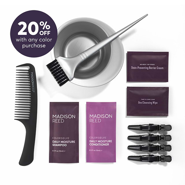 Our most-loved tool kit just got even better: now a 12 piece kit with everything you need to color your hair like a pro at home. And 20% off when you purchase with color!
