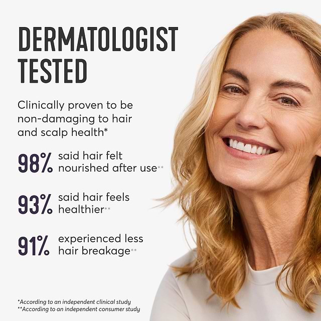 dermatologist tested and clinically proven to be non-damaging to hair and scalp health