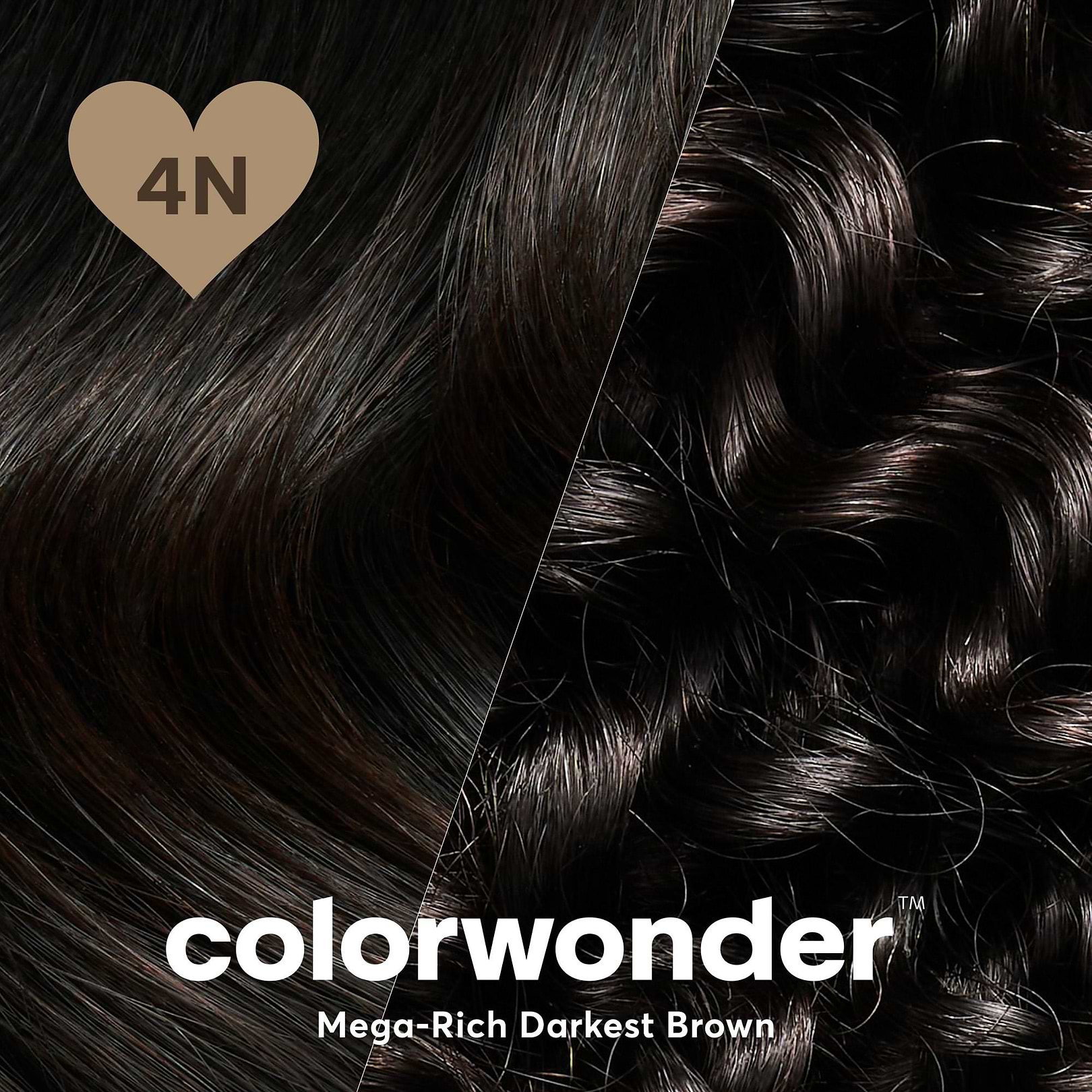 colorwonder demi-permanent hair color in shade 4n mega-rich darkest brown that blends grays