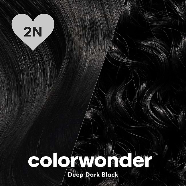 colorwonder demi-permanent hair color in shade 2n deep dark black that blends grays