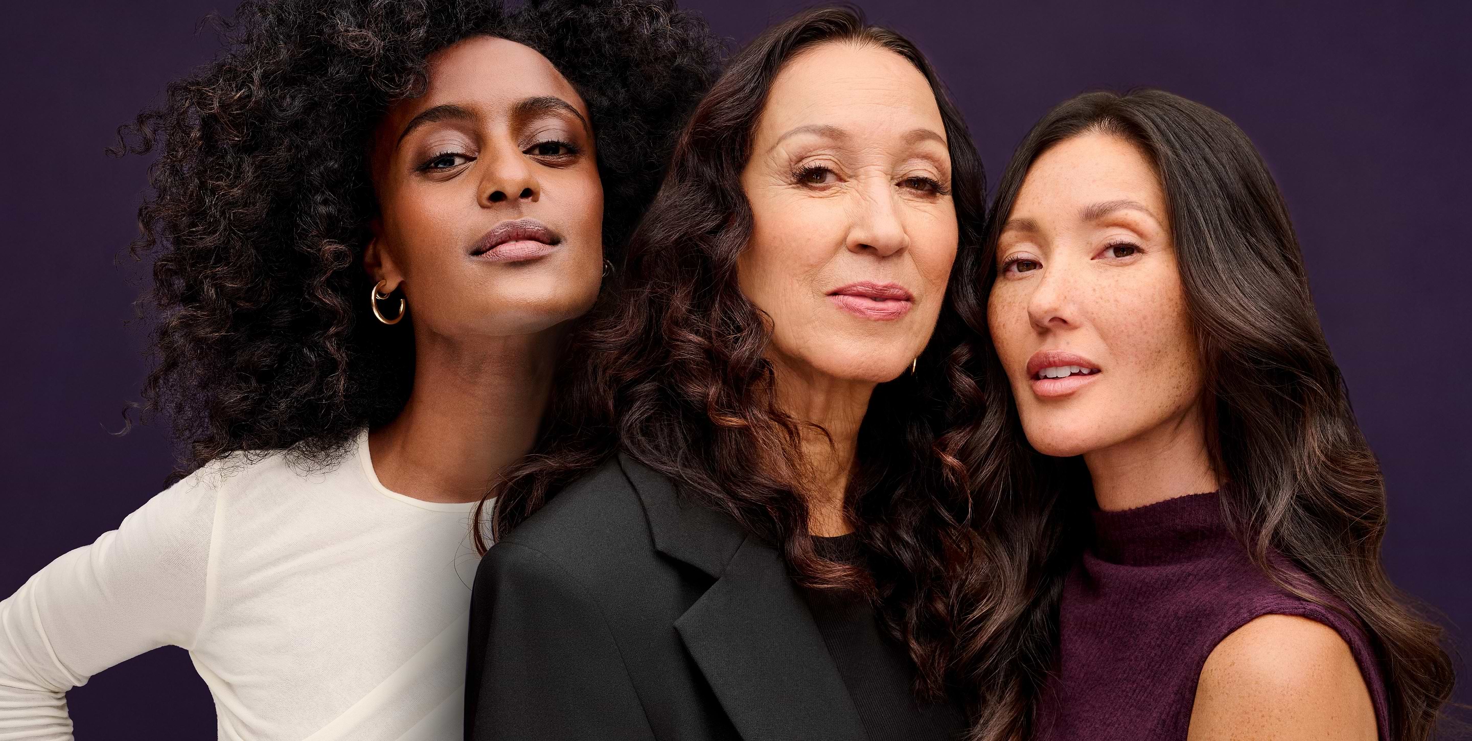 The brunette models showing expert gray coverage