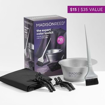 The Expert Hair Color Tool Kit complete with application bowl and brush, protective cape and sectioning hair clips $15 ($35 value)