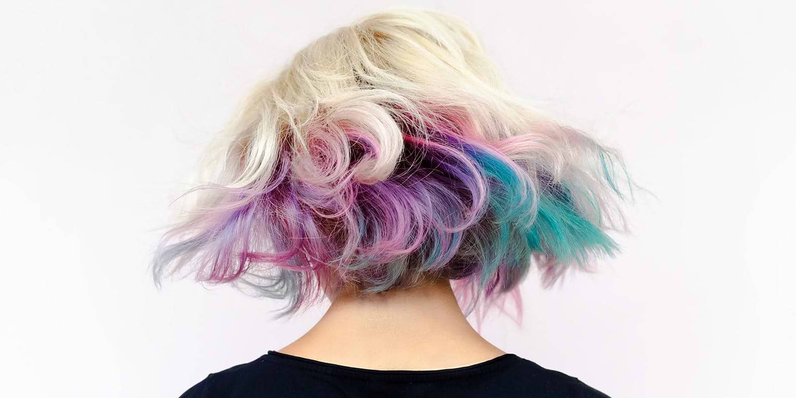 Woman with Blonde Hair and rainbow lowlights