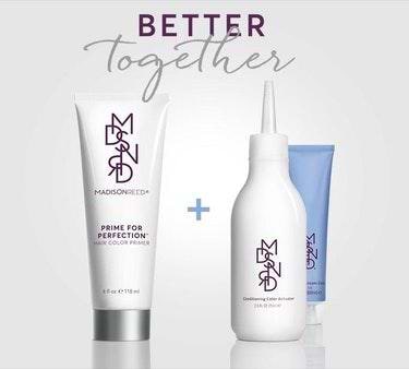 Image of Madison reed Prime for perfection along with other madison reed products. Text on image says "better together"